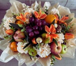 Autumn with Flowers and Fruits
