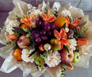 Autumn with Flowers and Fruits
